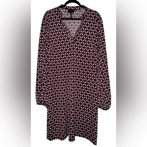 Laundry by Design Burgundy and White Geometric Midi Dress 💕